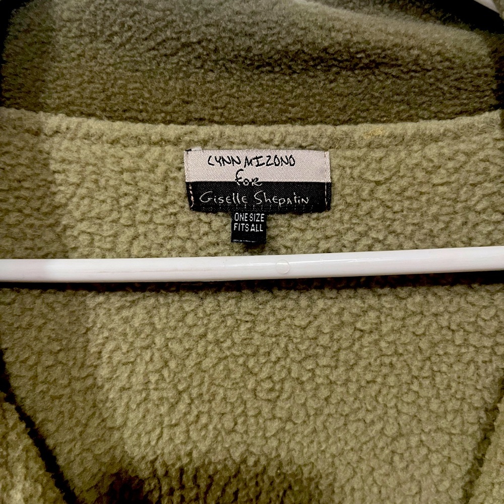 Giselle Shepatin fleece cardigan, OS, Olive green.